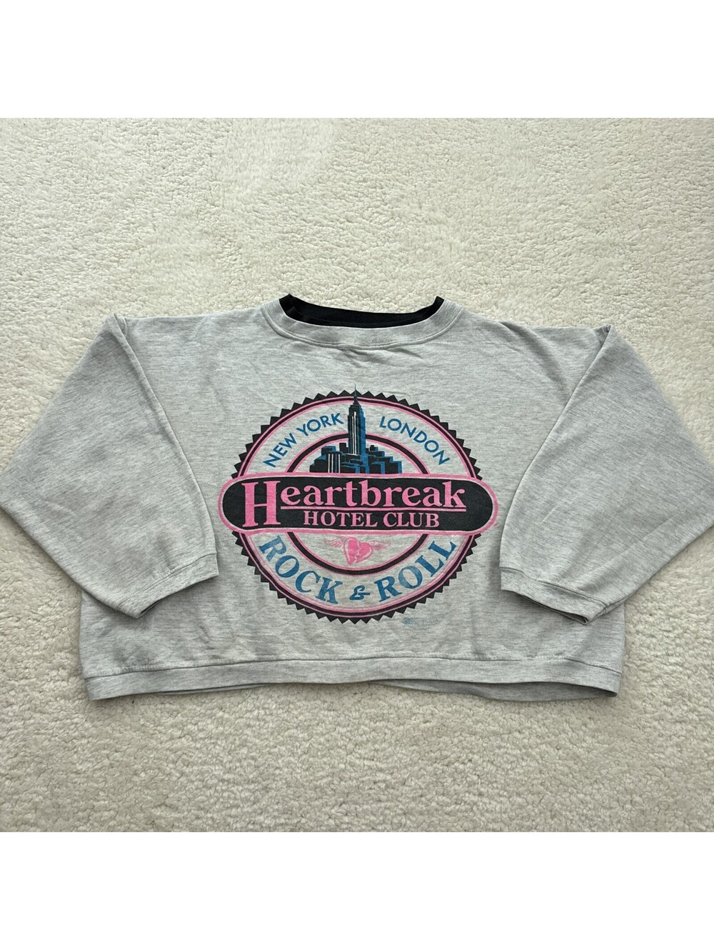 Rare Vintage Heartbreak Hotel Club Cropped Sweatshirt Medium 80s Made In USA